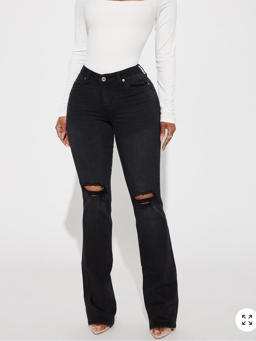 fashion nova High-Rise Black Distressed Bootcut Jeans | 3-5 | NWOT